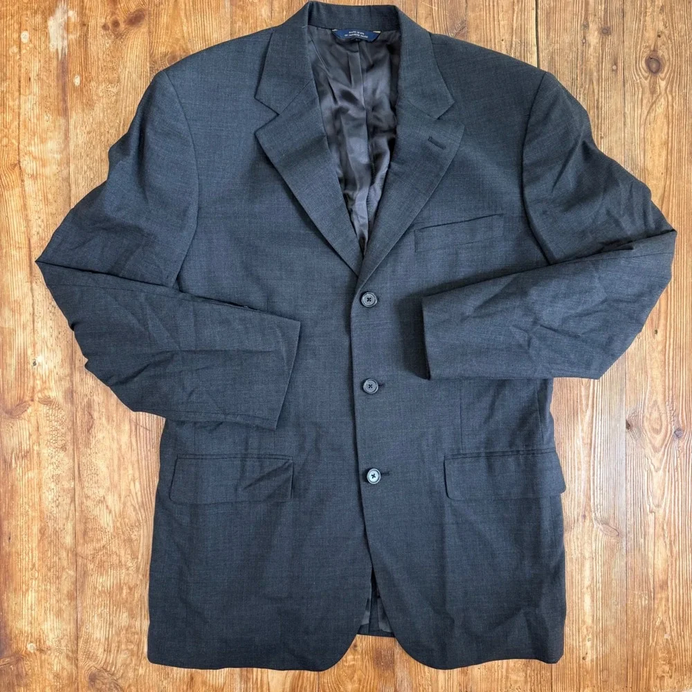 Brooks Brothers Brooksease Mens Gray 100% Wool 3 Button Blazer Sport Coat 38 EUC